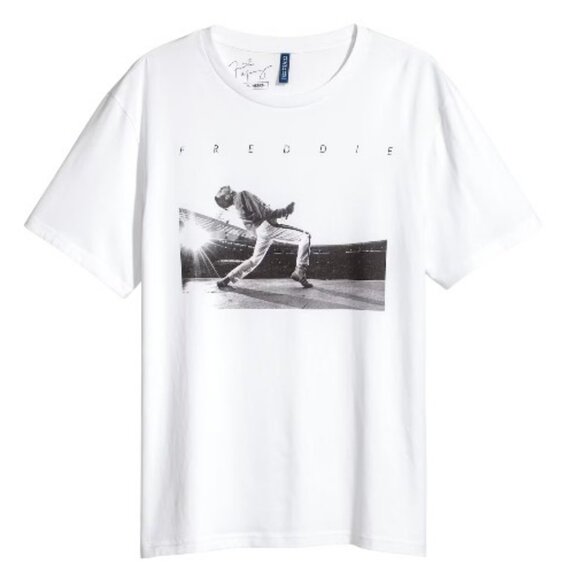 Freddie Mercury white print motif oversized t-shirt dress size 8 - Picture 1 of 5